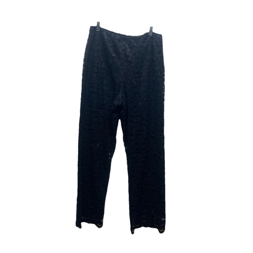 Sandra Darren Black Lace Sparkle Beaded Party Romantic Pants Women’s 12 Cocktail